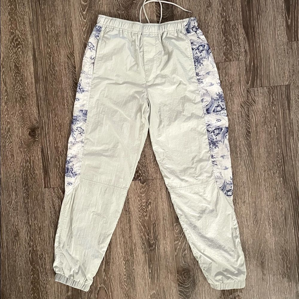 Urban Outfitters White Track Pants with Blue Side Print